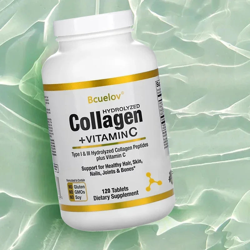 Hydrolyzed Collagen Peptides+Vitamin C Supports Hair,Skin,Nails,Joints&Bones-Contains Type I & III Collagen Peptides – Non-GMO