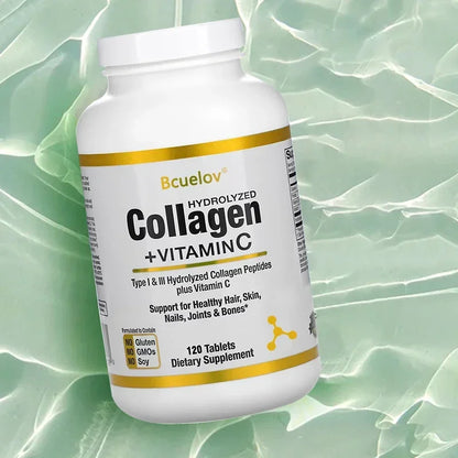 Hydrolyzed Collagen Peptides+Vitamin C Supports Hair,Skin,Nails,Joints&Bones-Contains Type I & III Collagen Peptides – Non-GMO